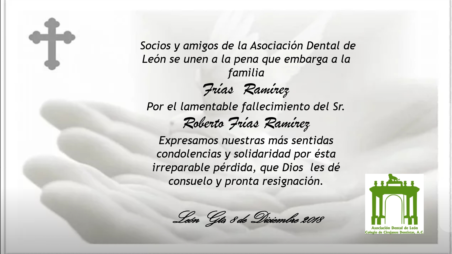 Esquela Sr. Roberto Frías Ramírez